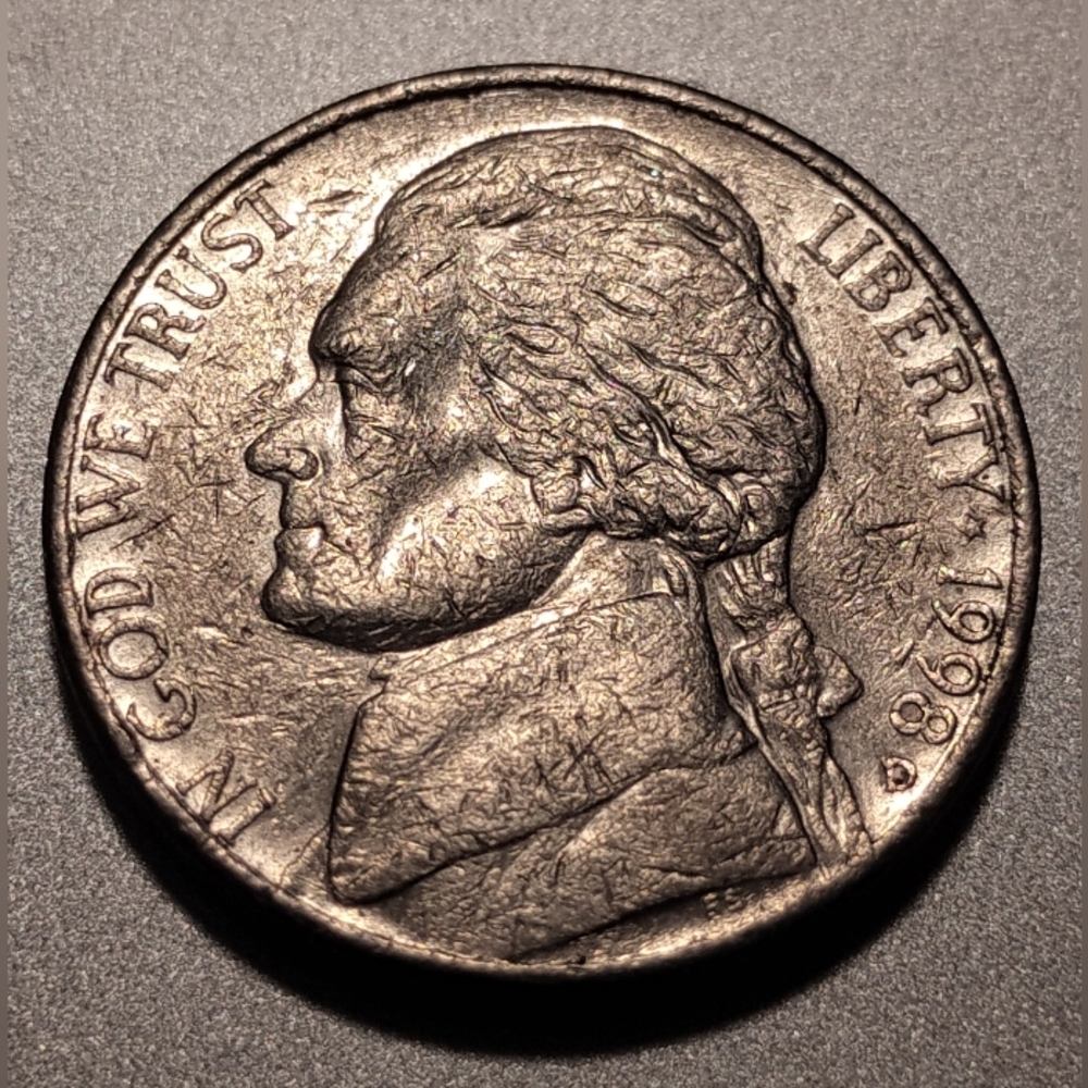 1998 D Nickel Coin "Broken Nose" Circulated